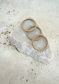 Tarnish Resistant 18k Gold Plated Set of Three Bead Rings