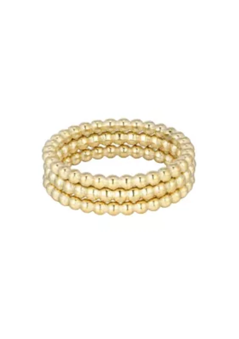 Tarnish Resistant 18k Gold Plated Set of Three Bead Rings