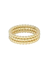 Tarnish Resistant 18k Gold Plated Set of Three Bead Rings