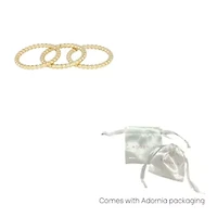 Tarnish Resistant 18k Gold Plated Set of Three Bead Rings