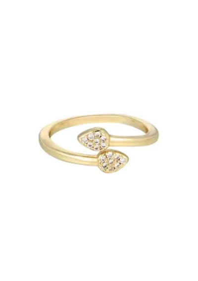 14k Gold Plated CZ Overlap Petals Ring