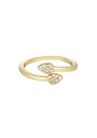 14k Gold Plated CZ Overlap Petals Ring