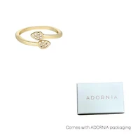 14k Gold Plated CZ Overlap Petals Ring