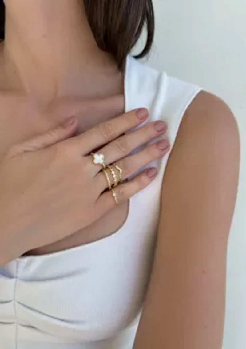 14k Gold Plate 5-Piece Clover Ring Set