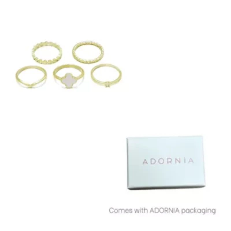 14k Gold Plate 5-Piece Clover Ring Set