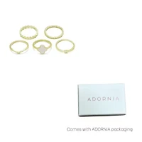 14k Gold Plate 5-Piece Clover Ring Set