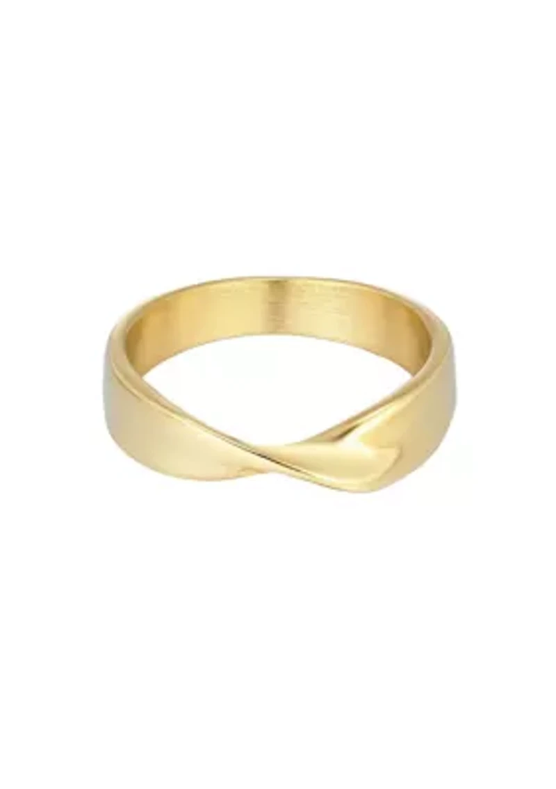 Tarnish Resistant 18k Gold Plated Twist Ring Band
