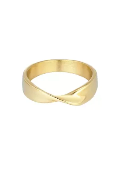 Tarnish Resistant 18k Gold Plated Twist Ring Band