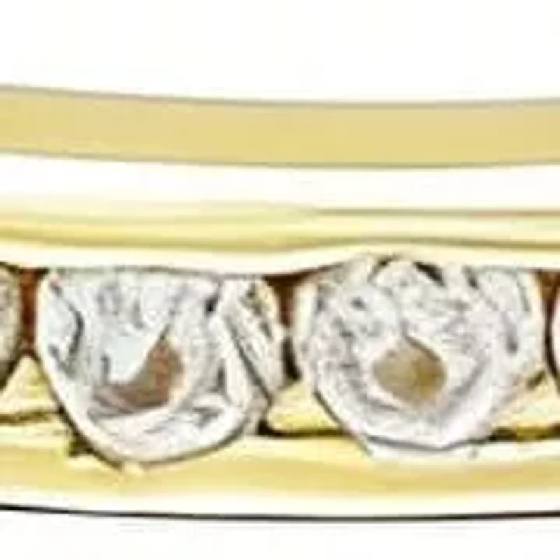 14k Gold Plate 1/2 Eternity and Dotted Band Set of 2 Rings