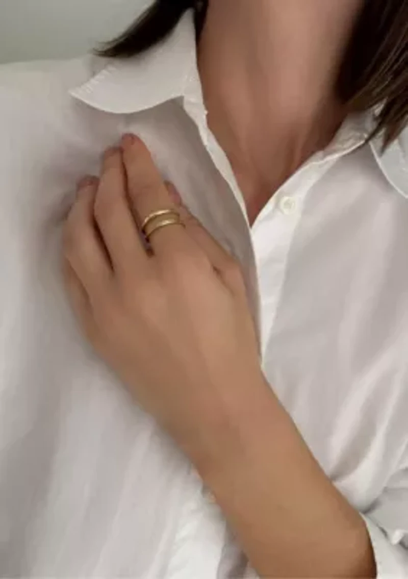 14k Gold Plate 1/2 Eternity and Dotted Band Set of 2 Rings