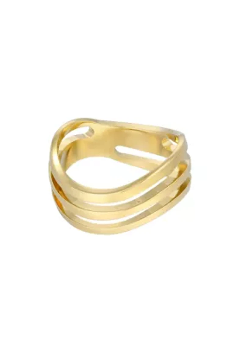 Tarnish Resistant 18k Gold Plated Wave Band