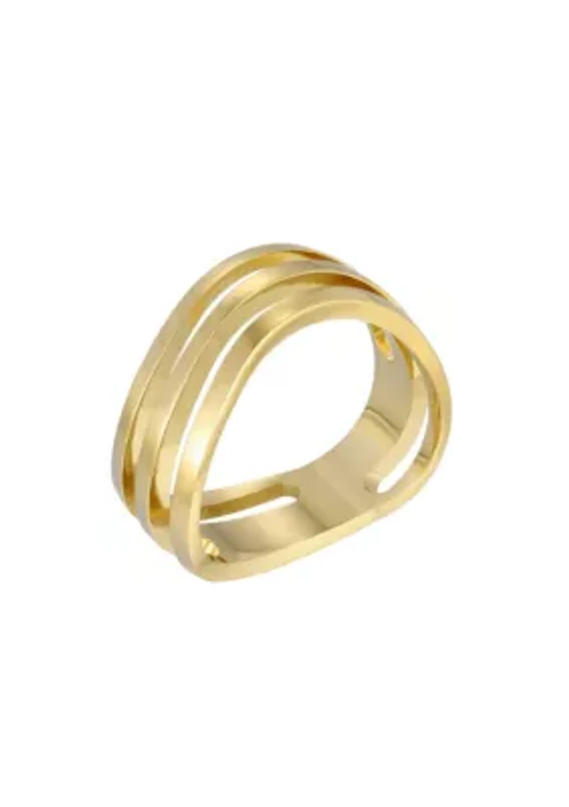 Tarnish Resistant 18k Gold Plated Wave Band