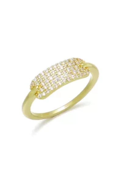 14k Gold Plated CZ Plate Ring