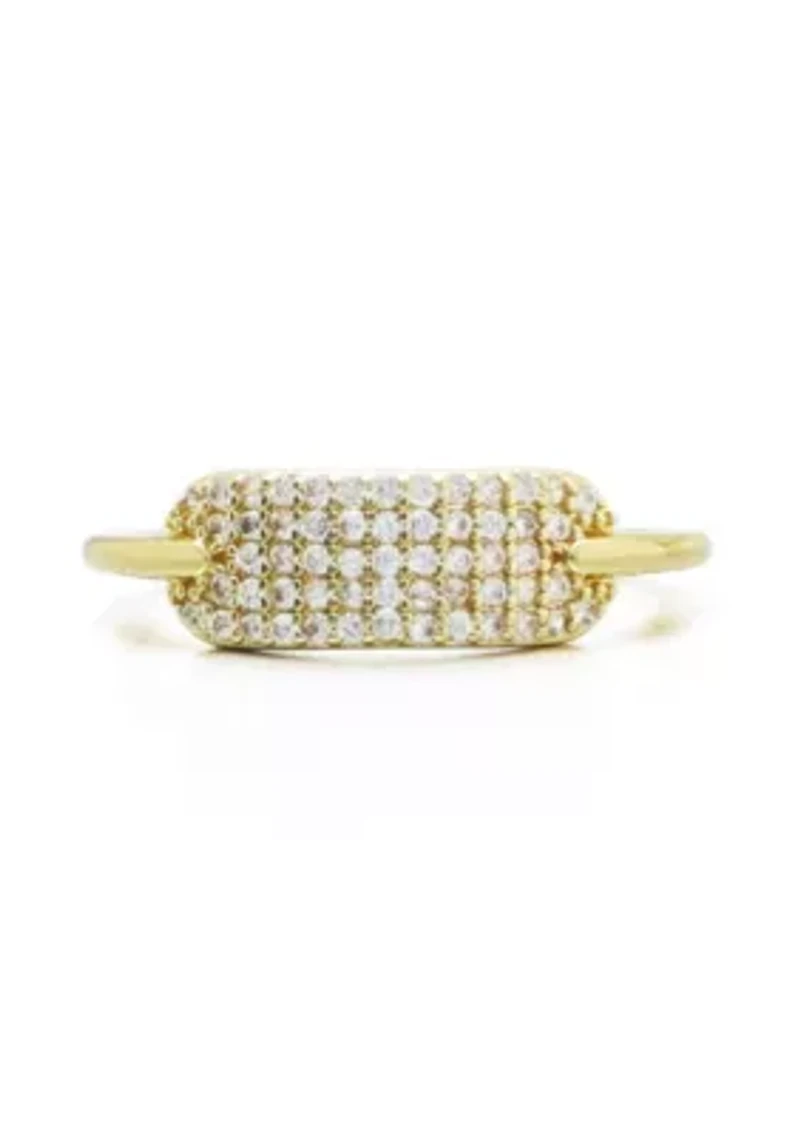 14k Gold Plated CZ Plate Ring