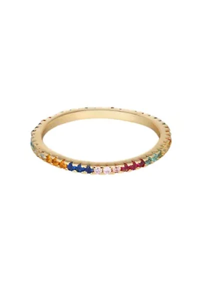 14k Gold Plated Rainbow CZ Eternity Band