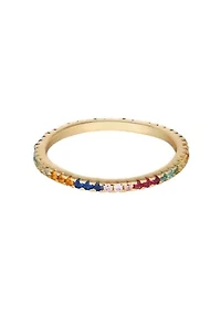 14k Gold Plated Rainbow CZ Eternity Band