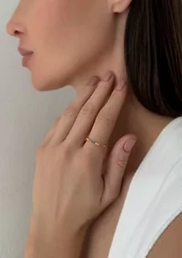 14k Gold Plated Rainbow CZ Eternity Band