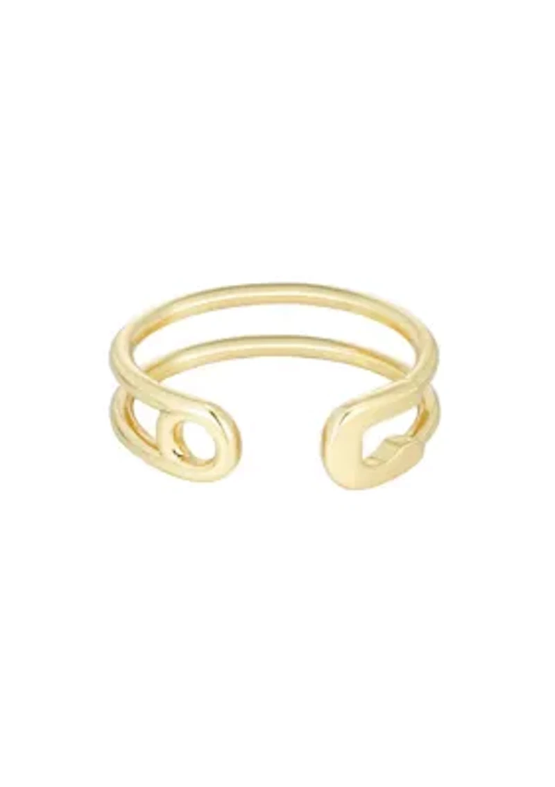 14k Gold Plated Adjustable Safety Band Ring