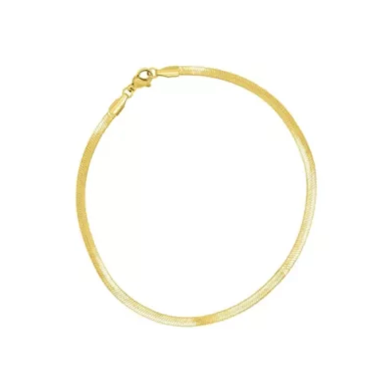 Tarnish Resistant 14k Gold Plated Adjustable 9-11" Thin Herringbone Chain Anklet
