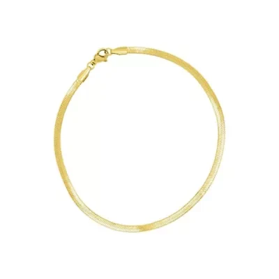 Tarnish Resistant 14k Gold Plated Adjustable 9-11" Thin Herringbone Chain Anklet