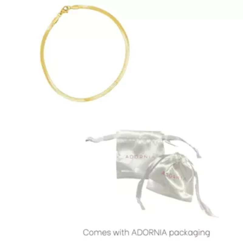 Tarnish Resistant 14k Gold Plated Adjustable 9-11" Thin Herringbone Chain Anklet