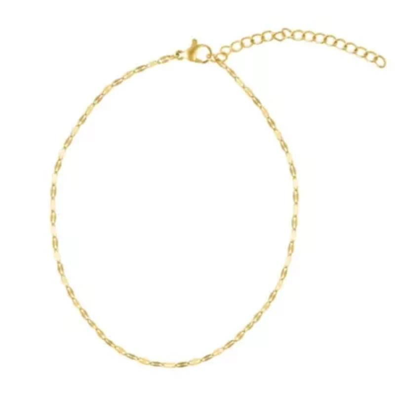 Tarnish Resistant 14k Gold Plated Adjustable 9-11" Herringbone, Valentina, and Mariner Chain Anklet Set
