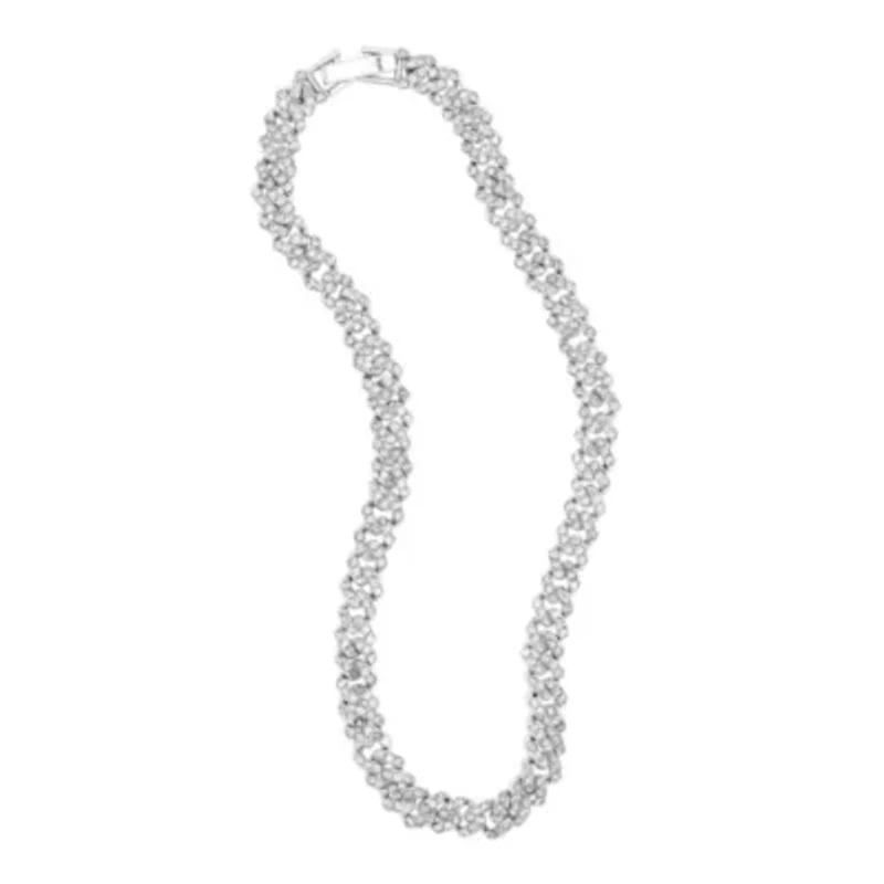 Silver Plated 10" 8mm Crystal Curb Chain Anklet