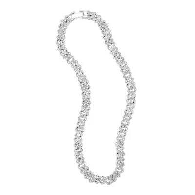 Silver Plated 10" 8mm Crystal Curb Chain Anklet