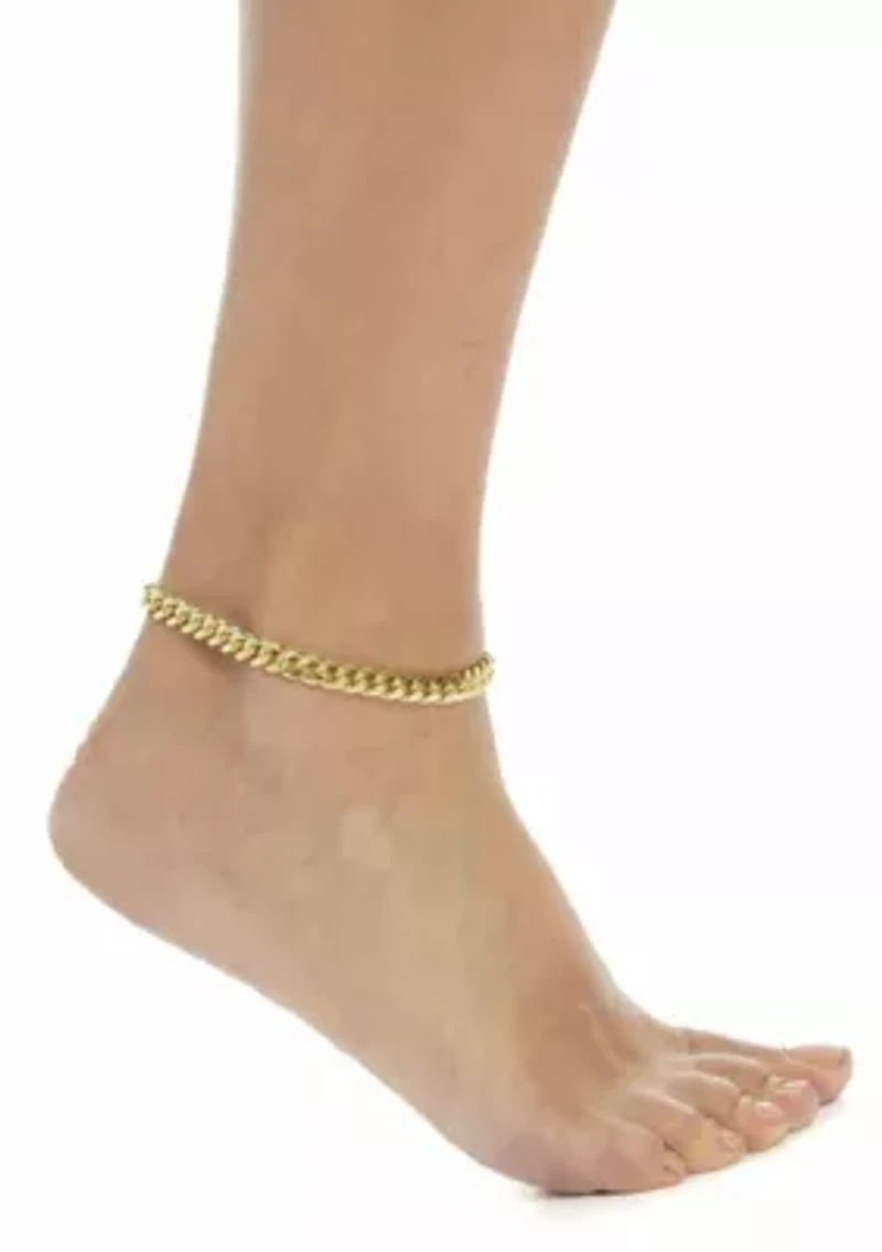 14k Gold Plated 10" 8mm Chunky Curb Chain Anklet