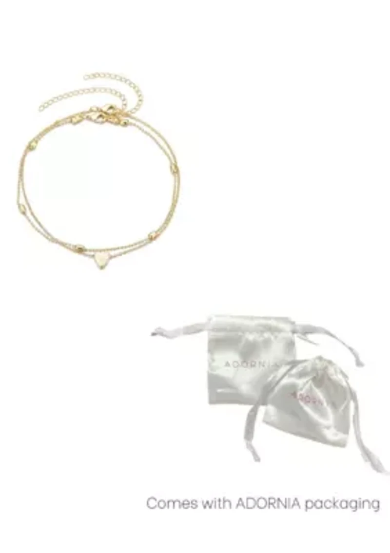 14k Gold Plated Heart Adjustable Anklet Set