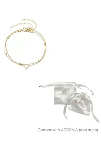 14k Gold Plated Heart Adjustable Anklet Set