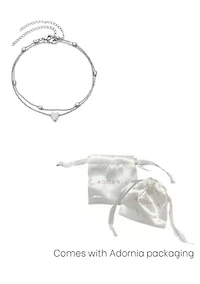 Silver Plated Heart Adjustable Anklet Set