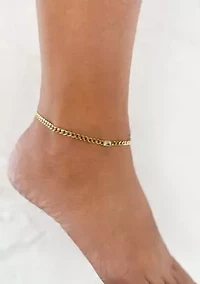 14k Gold Plated Crystal Curb Chain Anklet