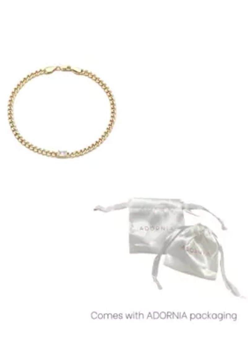 14k Gold Plated Crystal Curb Chain Anklet