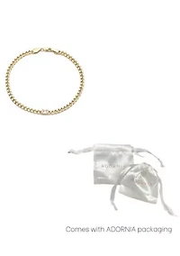 14k Gold Plated Crystal Curb Chain Anklet
