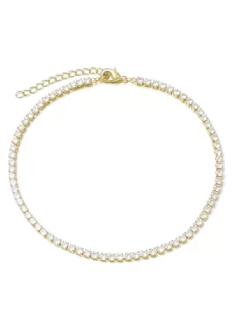 14k Gold Plated Crystal Tennis Chain Anklet
