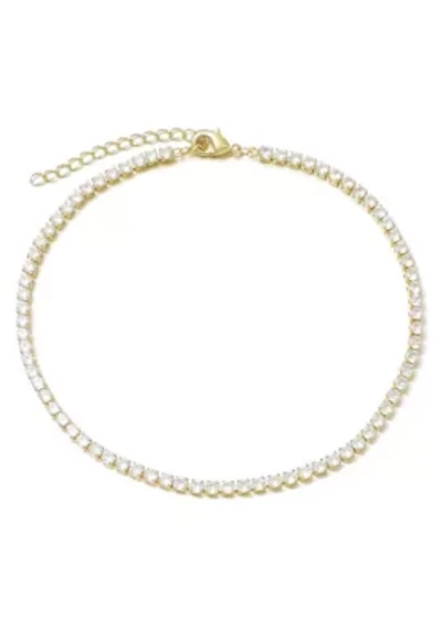 14k Gold Plated Crystal Tennis Chain Anklet