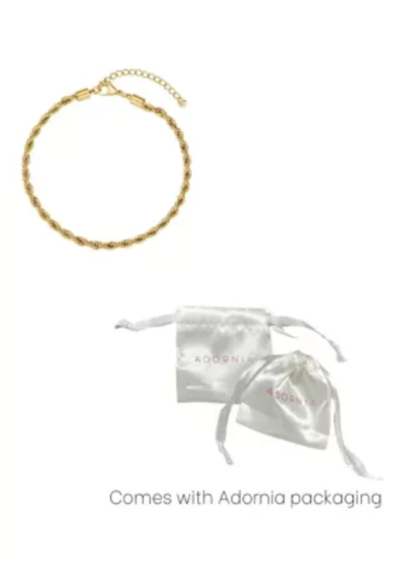 Tarnish Resistant 18k Gold Plated Rope Chain Anklet