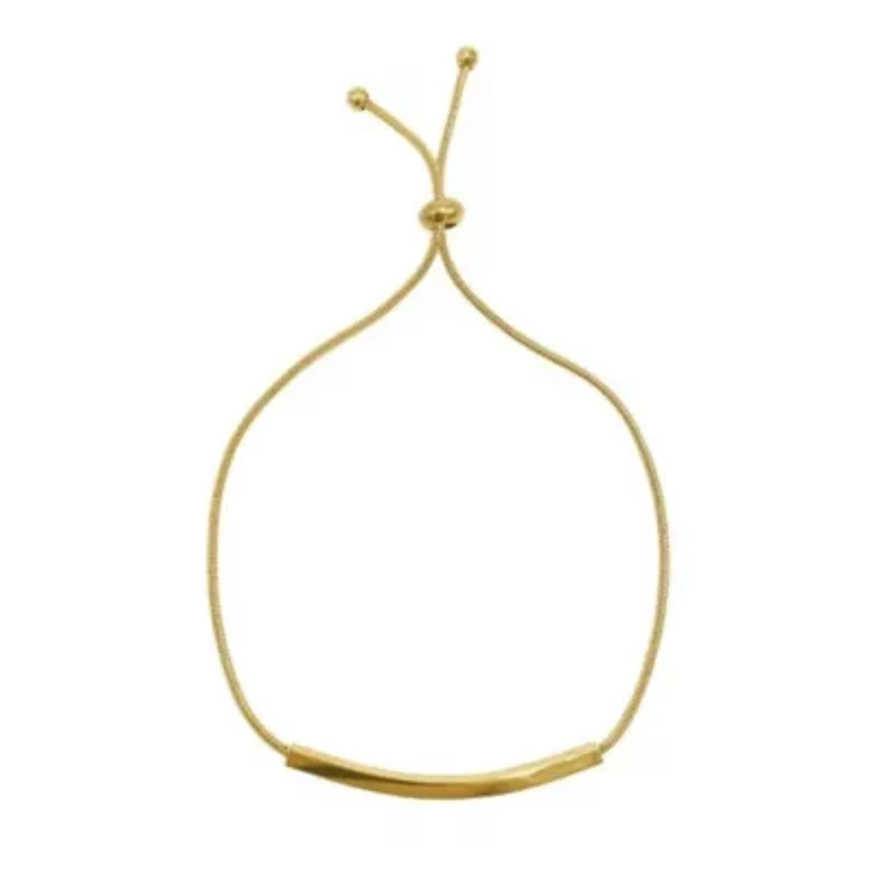 14k Gold Plated Curved Bar Bolo Bracelet