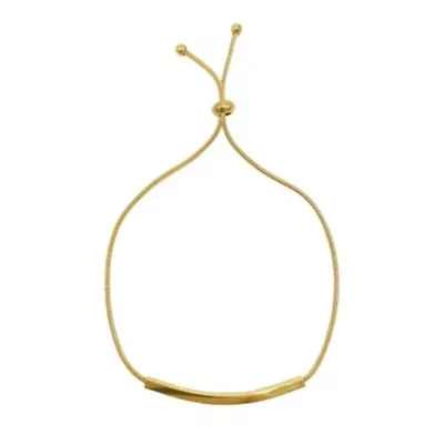 14k Gold Plated Curved Bar Bolo Bracelet