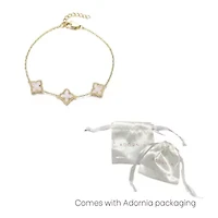 14k Gold Plated White Mother of Pearl Flower Bracelet