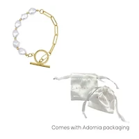 14k Gold Plated Chain Toggle Pearl Bracelet