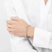 Tarnish Resistant Rhodium Plated Screw Cuff