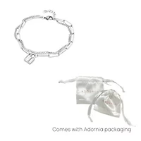 Tarnish Resistant Rhodium Plated Padlock Mixed Chain Bracelet