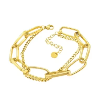 Tarnish Resistant 14k Gold Plated Oversized Paper Clip Mixed Chain Bracelet