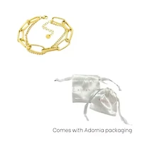 Tarnish Resistant 14k Gold Plated Oversized Paper Clip Mixed Chain Bracelet