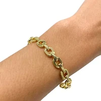 14k Gold Plated Chain Link Cuff Bracelet
