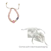 Pink Evil Eye Enamel Beaded Bolo Bracelet