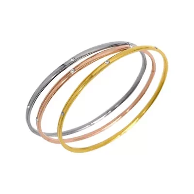 Tarnish Resistant Tri-Color Trio Bangle Set