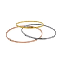 Tarnish Resistant Tri-Color Trio Bangle Set